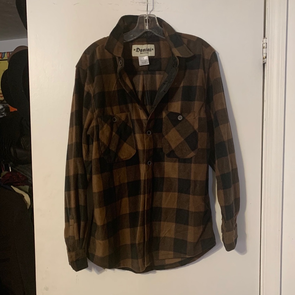 ⭐️Fleece Shacket Jacket Brown & Black M